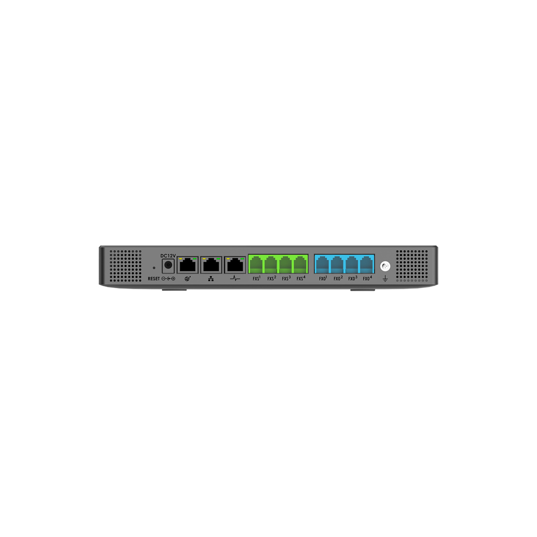 IP-АТС, Grandstream, UCM6304A, 4 RJ11 FXS, 4 RJ11 FXO, 2x GbE PoE LAN/WAN, 1 порт горячего резервирования, 1000 пользователей SIP, 120 одновременных вызовов, UCM RC, блок питания 12 В/2 А
