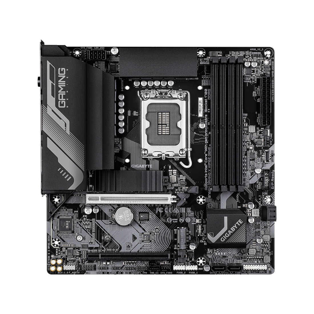 Материнская плата, Gigabyte, B760M GAMING X WIFI6E GEN5 (4719331872953), LGA1700, iB760, 4xDDR5 4400/4800/5200/5600/7600(OC), 4xSATA3, Raid, 2xM.2 (PCI-E 4.0x4/x2), 1хDP, 1xHDMI, 2xPCI-Ex16, WiFi, mATX