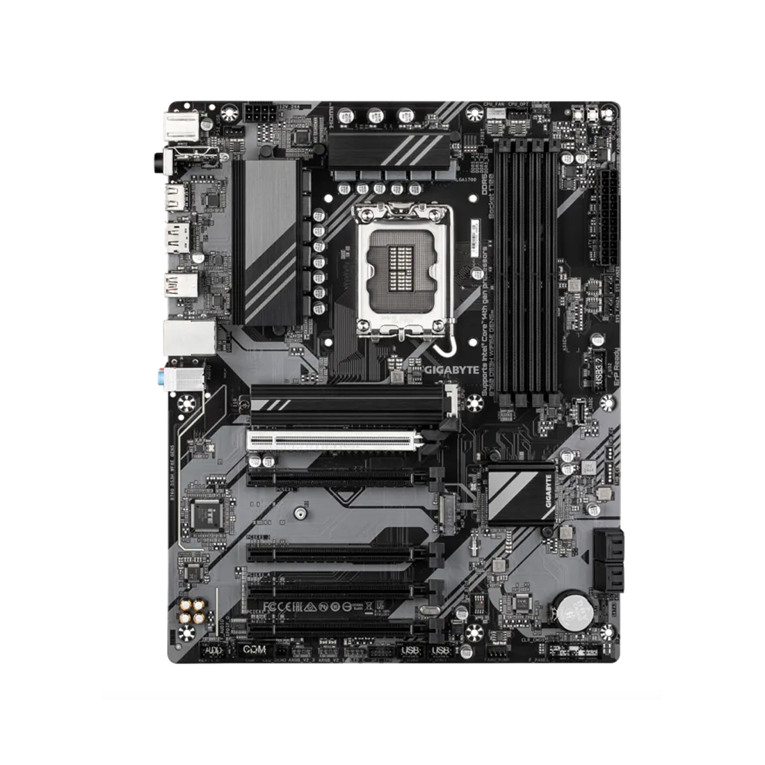 Материнская плата, Gigabyte, B760 DS3H WIFI6E GEN5 (4719331872939), LGA1700, iB760, 4xDDR5 4000/4800/7600(OC), 4xSATA3, 2xM.2 (PCI-E 4.0x4/x2), Raid, 1хDP, 1xHDMI, 4xPCI-Ex16, WiFi, ATX