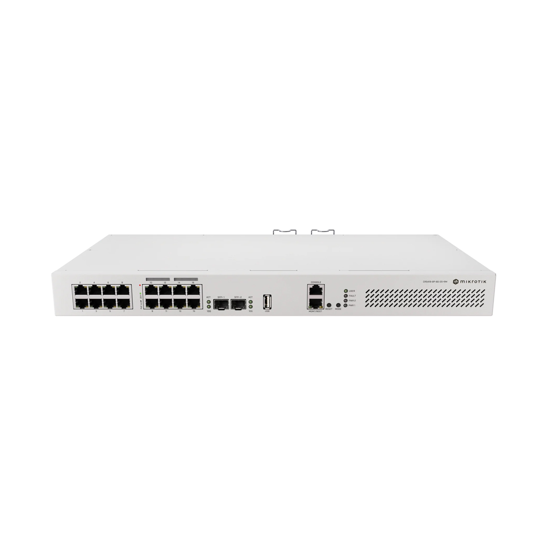 Коммутатор, MikroTik, CRS418-8P-8G-2S+RM, Cloud Router Switch, 2 x 10G SFP+ ports, 17 x 10/100/1000 Ethernet portss, PoE-out ports Ether9 - Ether16 (802.3af/at), RouterOS, -20°C to 70°C