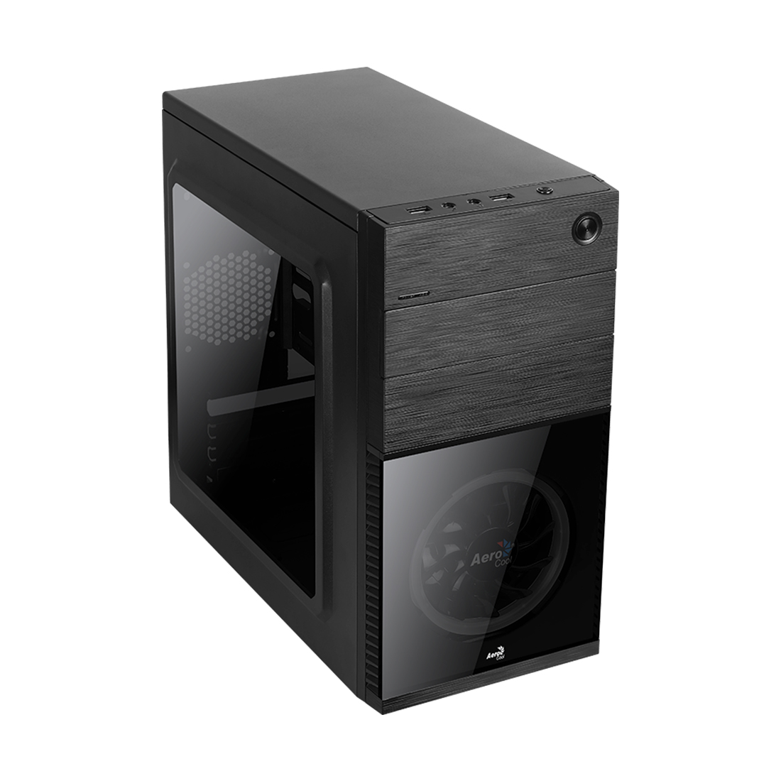 Компьютерный корпус, Aerocool, CS-105 Blue ACCS-PC09011.B1, Micro ATX/mini-ITX, USB 1*3.0/1*2.0, HD-Audio+Mic, Кулер 120мм LED, Высота процессорного кулера 148 мм, Длина VGA до 320мм, 1*5.25"/ 2*3.5"/1*2.5", 361x187x355мм, Без Б/П, Чёрный