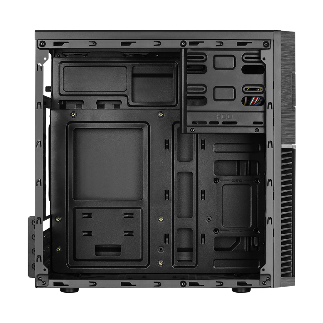 Компьютерный корпус, Aerocool, CS-105 Blue ACCS-PC09011.B1, Micro ATX/mini-ITX, USB 1*3.0/1*2.0, HD-Audio+Mic, Кулер 120мм LED, Высота процессорного кулера 148 мм, Длина VGA до 320мм, 1*5.25"/ 2*3.5"/1*2.5", 361x187x355мм, Без Б/П, Чёрный