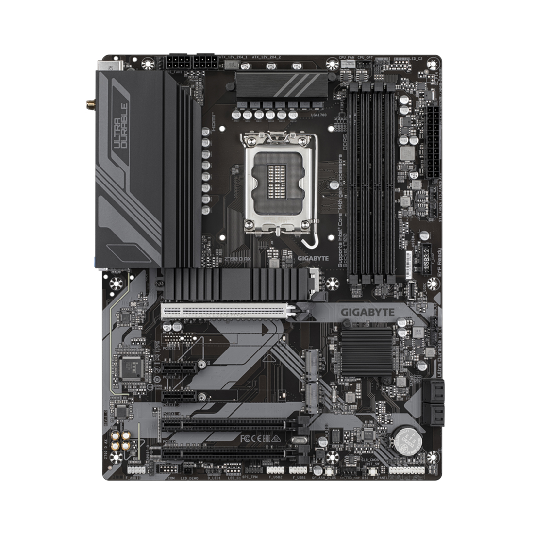 Материнская плата, Gigabyte, Z790 D AX (4719331860592), LGA1700, iZ790, 4xDDR5 7600(OC)/5600/5400/5200/4800/4400, 4xSATA3, 3xM.2 (2*PCI-E 4.0x4/x2, 1*PCI-E 4.0x4/x2 и SATA), Raid, 1хDP, 1xHDMI, 3xPCI-Ex16, 2xPCI-Ex1, WiFi, ATX