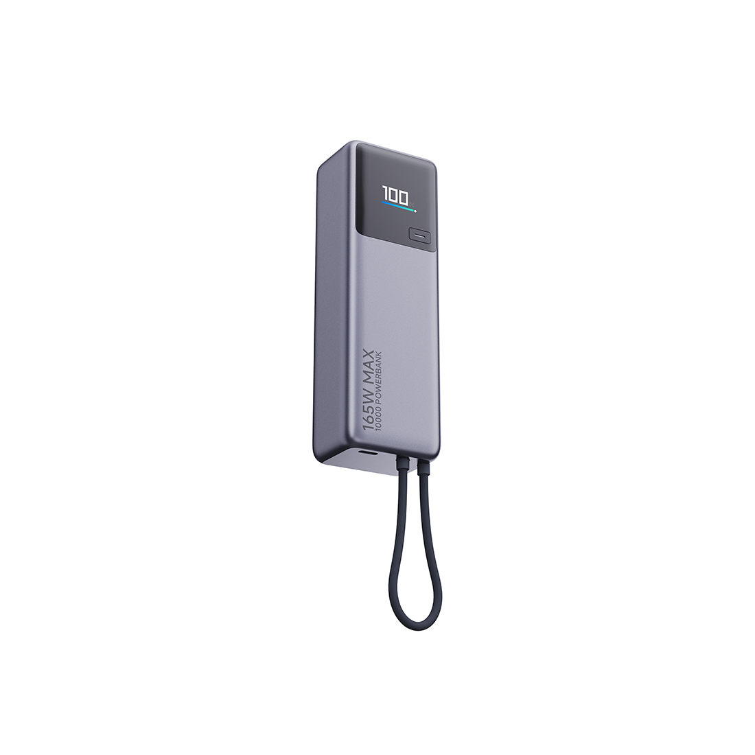 Портативный внешний аккумулятор, Xiaomi, 165W Power Bank 10000mAh (Integrated Cable) GL, PB1165MI/BHR9361GL, Мощность до 165W, Быстрая зарядка, Встроенный дисплей, Встроенный USB Type-C кабель с максимальной мощностью 120 Вт, Входной интерфейс USB-C (IN1/IN2) с кабелем, Выходной интерфейс USB-C (OUT1/OUT2) с кабелем, Размер продукта 143  48  36 мм, Серый