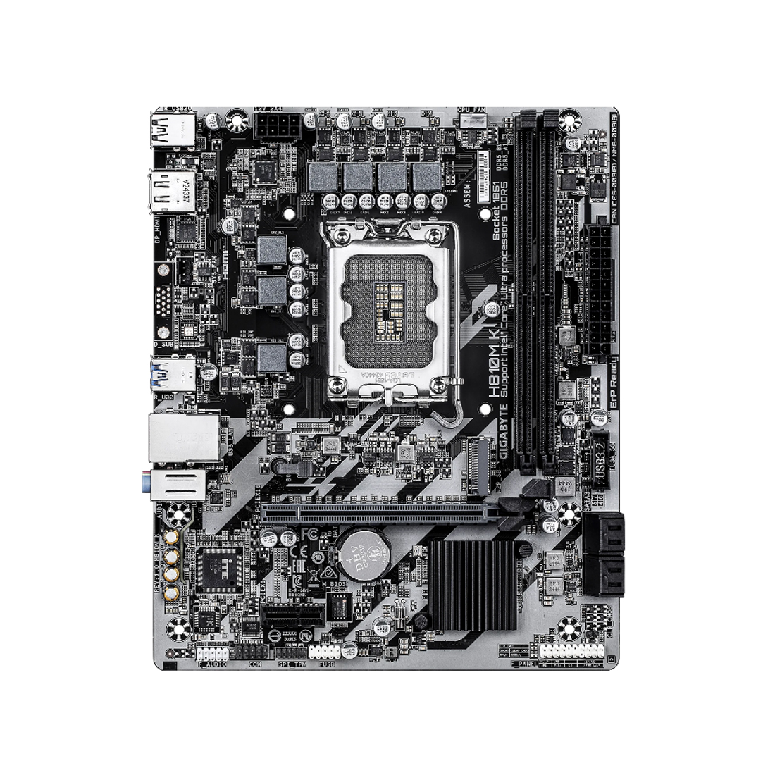Материнская плата, Gigabyte, H810M K (4719331868697), LGA1851, H810, 2xDDR5 5600/6400, 4xSATA3, 1xM.2 (PCI-E 4.0x4/x2), 1xDP, 1xHDMI, 1xPCI-Ex16, 1xPCI-Ex1, mATX