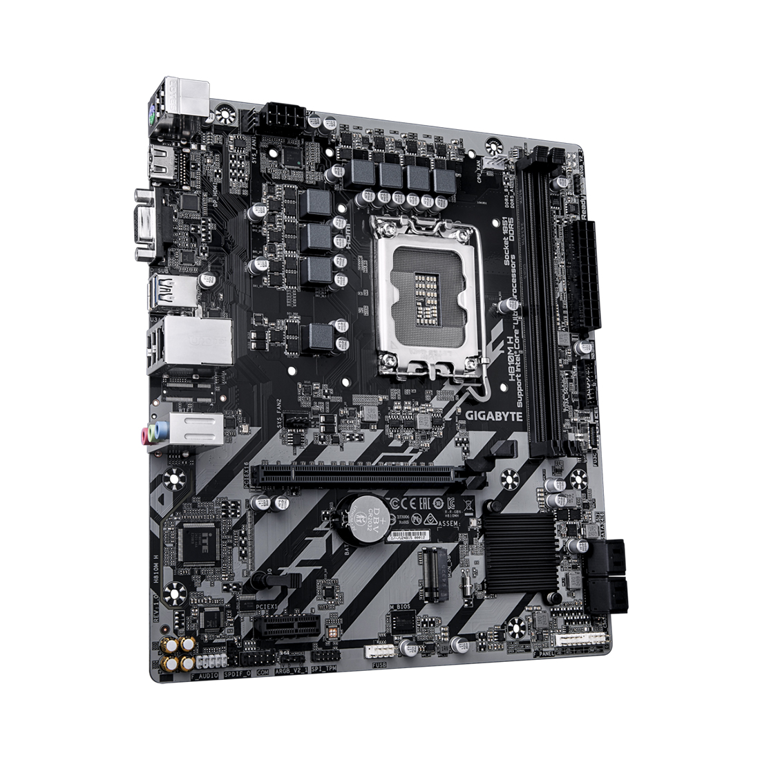 Материнская плата, Gigabyte, H810M H (4719331869540), LGA1851, H810, 2xDDR5 5600/6400, 4xSATA3, 1xM.2 (PCI-E 4.0x4/x2), 1xD-Sub, 1xHDMI, 1xPCI-Ex16, 1xPCI-Ex1, mATX