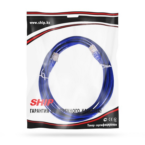 Патч Корд, SHIP, S3025BL0300-P, Cat.5e, UTP, LSZH, RJ-45, 3 м, Синий, Пол. пакет