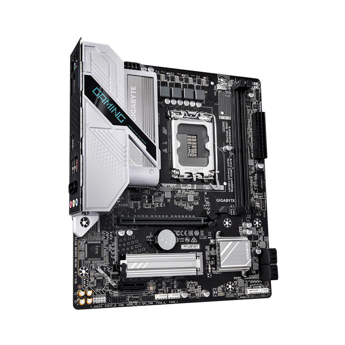 Материнская плата, Gigabyte, H810M GAMING WIFI6 (4719331869090), LGA1851, H810, 2xDDR5 5600/6400, 4xSATA3, 1xM.2 (PCI-E 4.0x4/x2), 1xHDMI, 1xDP, 1xPCI-Ex16, 1xPCI-Ex1, WiFi, mATX