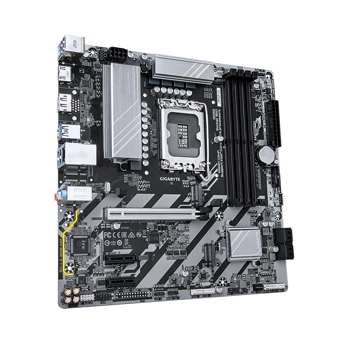 Материнская плата, Gigabyte, B860M D3HP (4719331866860), LGA1851, iB860, 4xDDR5 5600/6400/9066(OC), 4xSATA3, Raid, 2xM.2 (PCI-E 4.0x4/x2), 1хDP, 1xHDMI, 3xPCI-Ex16, mATX