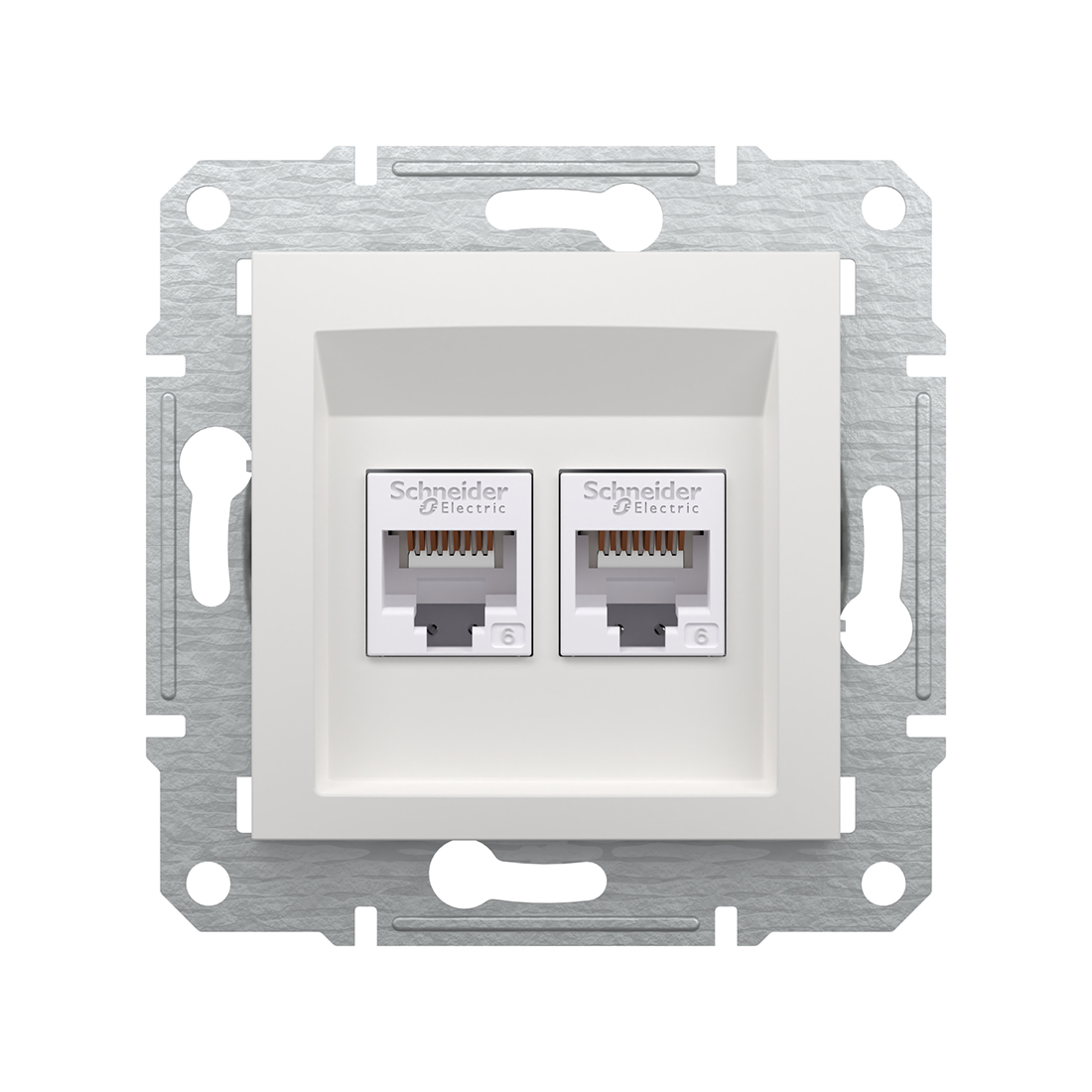 Розетка двойная компьютерная, SE, EPH4870121, Asfora RJ45 кат. 6 механизм белый