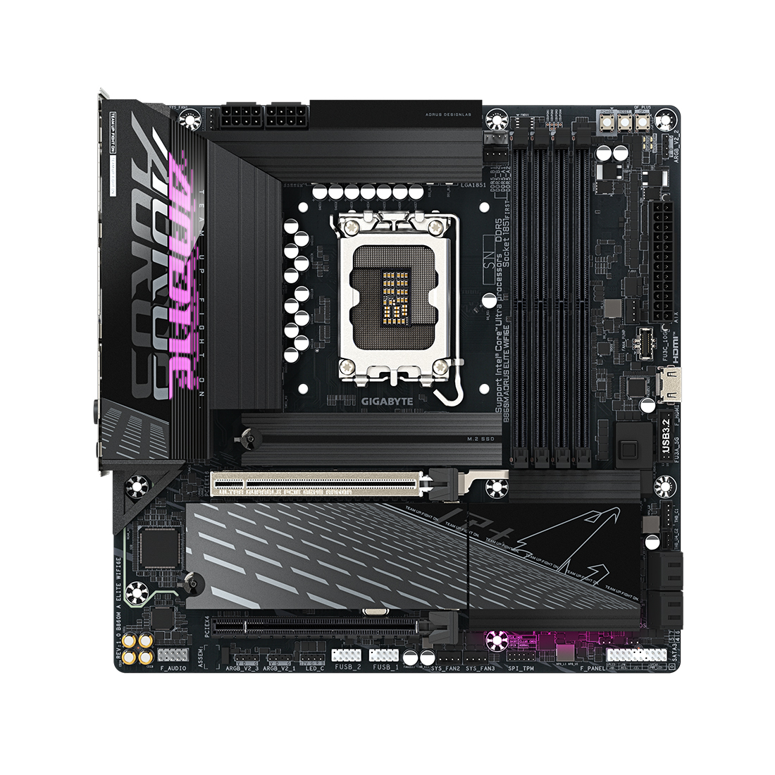 Материнская плата, Gigabyte, B860M AORUS ELITE WIFI6E (4719331866877), LGA1851, iB860, 4xDDR5 5600/6400/9200(OC), 4xSATA3, Raid, 3xM.2 (PCI-E 4.0x4/x2), 1хDP, 1xHDMI, 1xUSB4® USB Type-C® port, 2xPCI-Ex16, WiFi, mATX