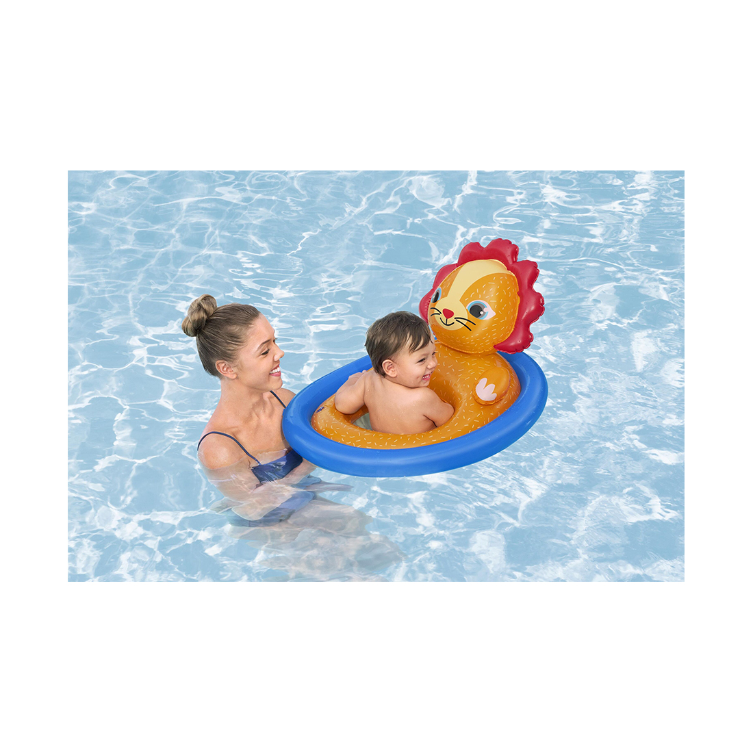 Надувная лодочка Lil' Animal 76 х 55 см, BESTWAY, 34180, Винил, 1-2 года, Издает звуки, С отверстиями для ног, Львенок/Лепардик/Песик в ассортименте, Пакет