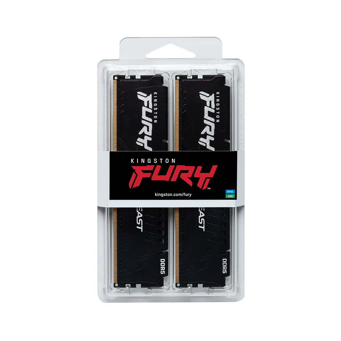 Комплект модулей памяти, Kingston, FURY Beast KF552C40BBK2-32 (Kit 2x16GB), DDR5, 32GB, DIMM <PC5-41600/5200MHz>, Чёрный