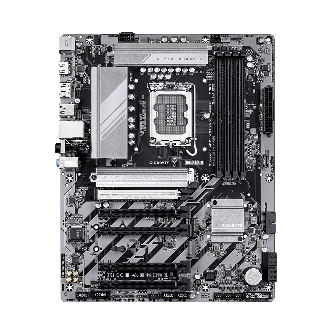 Материнская плата, Gigabyte, B860 DS3H WIFI6E (4719331867515), LGA1851, iB860, 4xDDR5 5600/6400/9066(OC), 4xSATA3, Raid, 2xM.2 (PCI-E 4.0x4/x2), 1хDP, 1xHDMI, 5xPCI-Ex16, WiFi, ATX