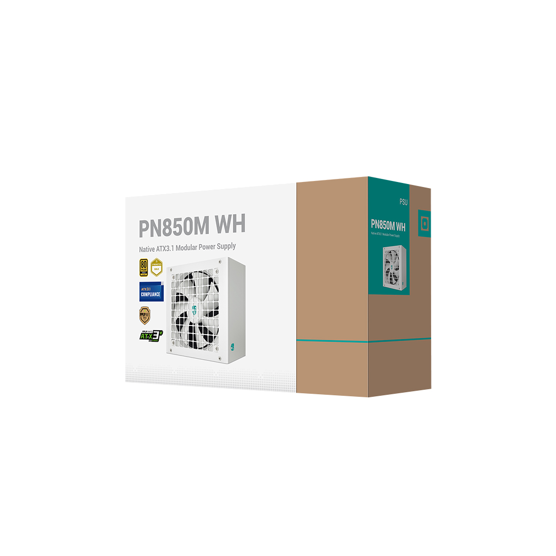 Блок питания, GamerStorml, PN850М WH R-PN850M-FC0W-WGEU, 850W, ATX 3.1, Gold, APFC, 20+4 pin, 2*4+4pin, 8*Sata, 2*Molex, 3*PCI-E 6+2 pin, 1*(16Pin)12VHPWR, Модульный, Вентилятор 12см, Кабель питания, Белый