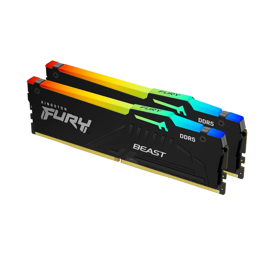 Комплект модулей памяти, Kingston, FURY Beast RGB KF556C36BBEAK2-32 (Kit 2x16GB), DDR5, 32GB, DIMM <PC5-44800/5600MHz>, Чёрный