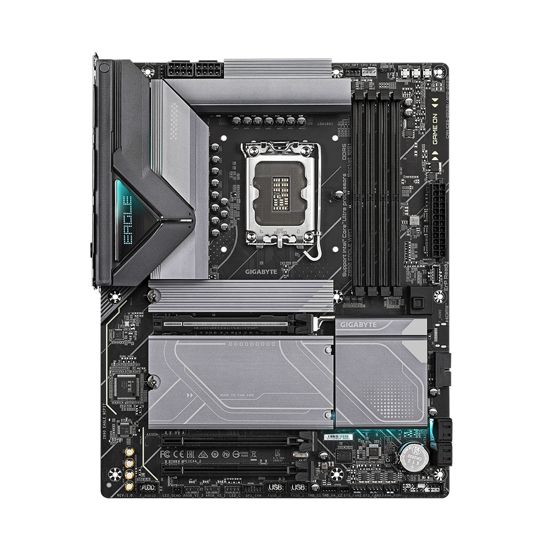 Материнская плата, Gigabyte, Z890 EAGLE WIFI7 (4719331864927), LGA1851, iZ890, 4xDDR5 9200(OC)/6400/6200/6000/5800/5600, 4xSATA3, 4xM.2 (2*PCI-E 4.0x4/x2, 1*PCI-E 5.0x4/x2, 1*PCI-E 4.0x4/x2 или SATA3), Raid, 1*DP, 1*USB4® USB Type-C®, 3xPCI-Ex16, WiFi, ATX