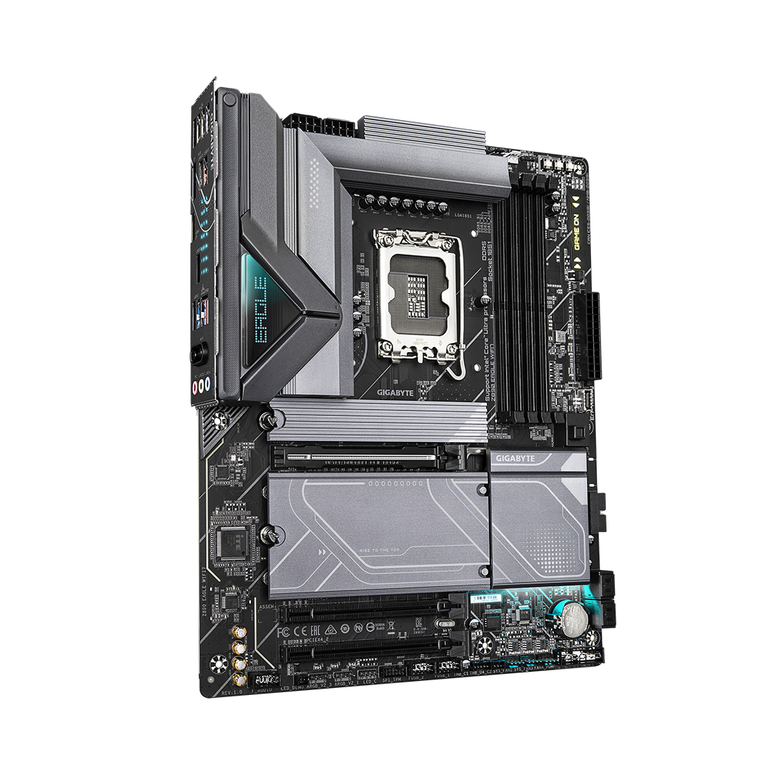 Материнская плата, Gigabyte, Z890 EAGLE WIFI7 (4719331864927), LGA1851, iZ890, 4xDDR5 9200(OC)/6400/6200/6000/5800/5600, 4xSATA3, 4xM.2 (2*PCI-E 4.0x4/x2, 1*PCI-E 5.0x4/x2, 1*PCI-E 4.0x4/x2 или SATA3), Raid, 1*DP, 1*USB4® USB Type-C®, 3xPCI-Ex16, WiFi, ATX