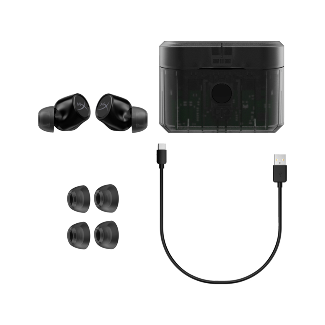 Гарнитура, HyperX, Cirro Buds Pro, 727A5AA, Микрофон встроенный, Динамики 8 мм, 20 Гц–20 кГц, 16 Ом±15% при 1 кГц, ANC Hybrid, 112±3 дБ УЗД 1 мВт при 1 кГц, USB для зарядки, Bluetooth 5.2, Чёрный