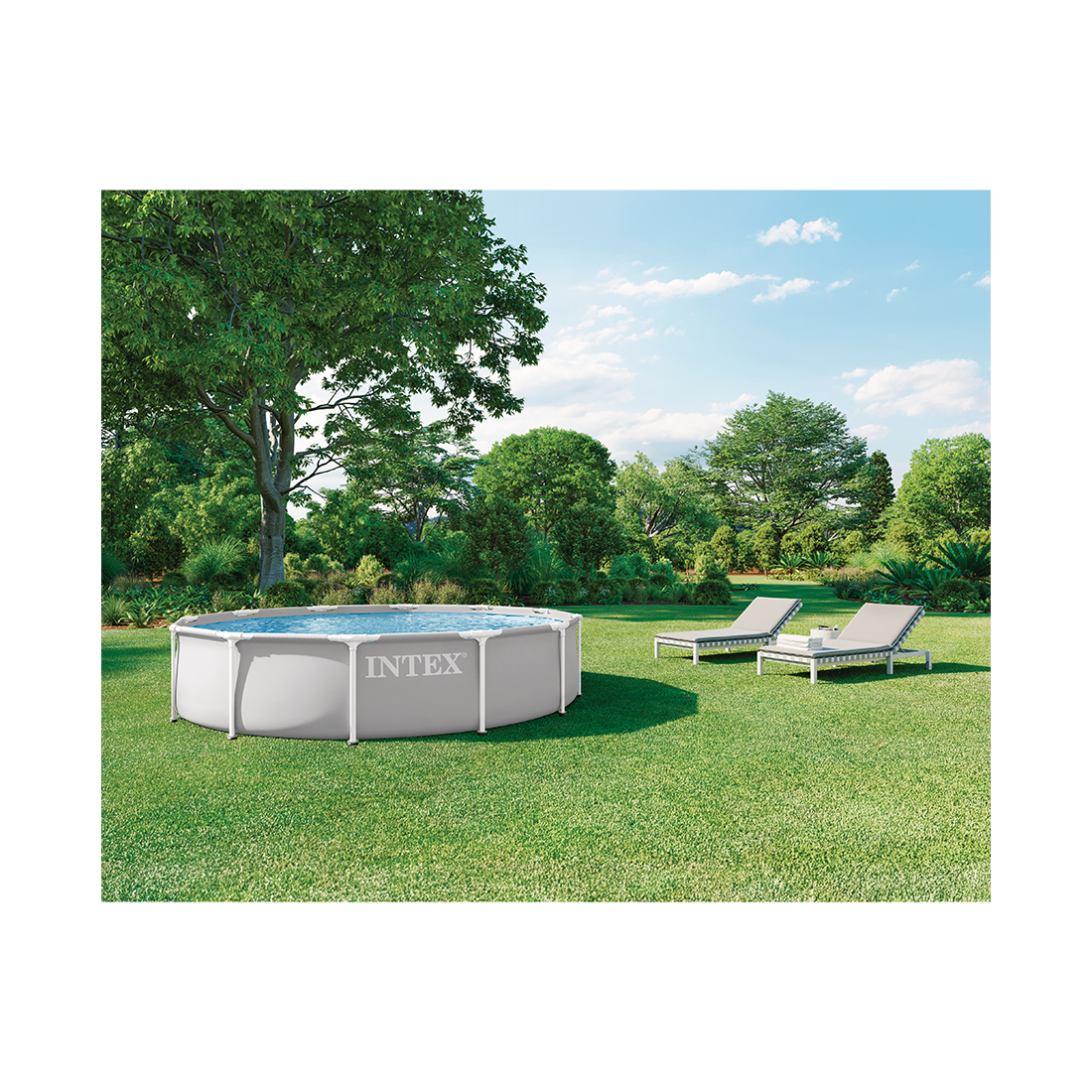 Каркасный бассейн Prism Frame 366 х 76 см, INTEX, 26710ND, Винил, 6503 л., Стальной каркас, Серый, Цветная коробка