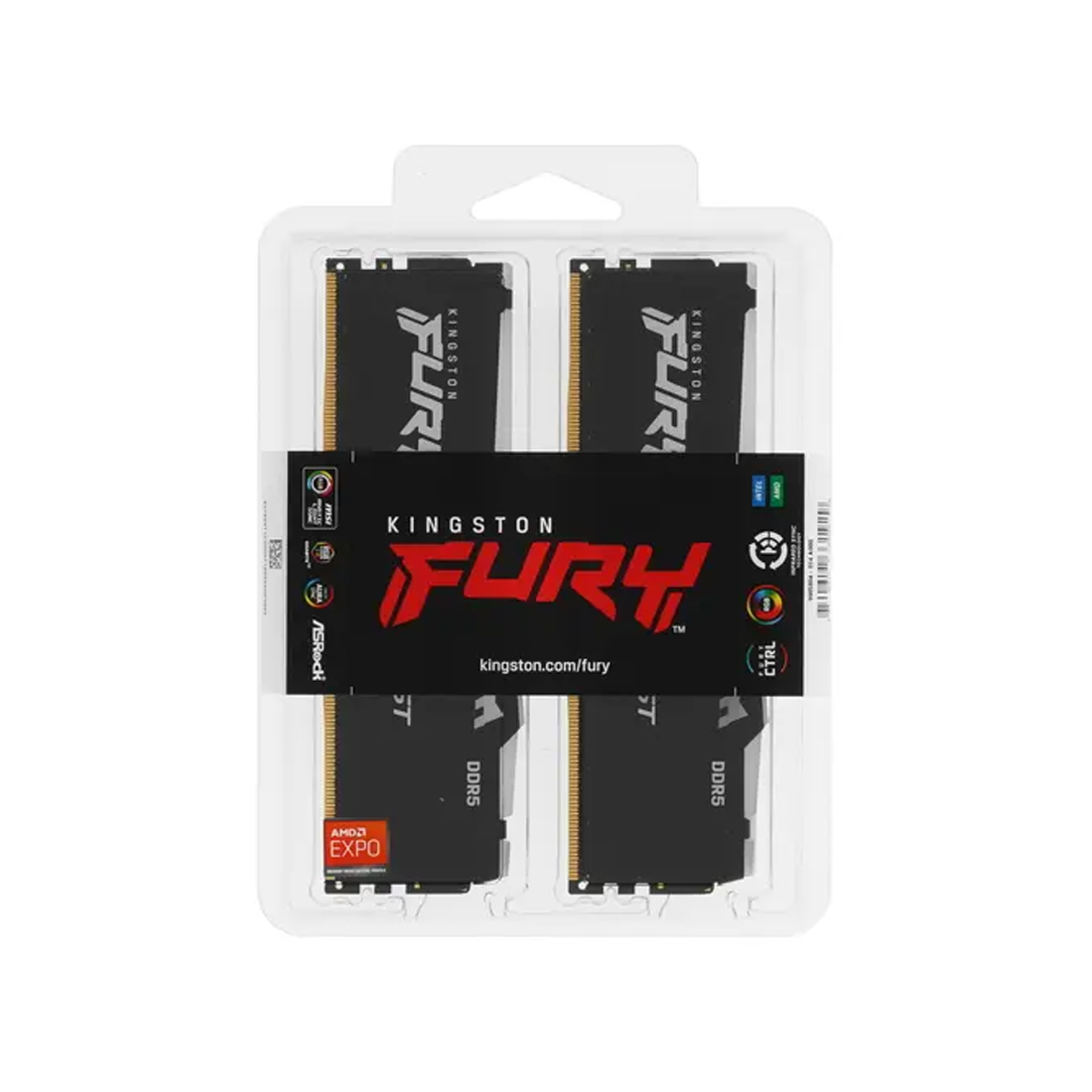 Комплект модулей памяти, Kingston, FURY Beast RGB EXPO KF556C36BBEAK2-64, DDR5, 64GB (Kit 2x32GB), DIMM <PC5-44800/5600MHz>