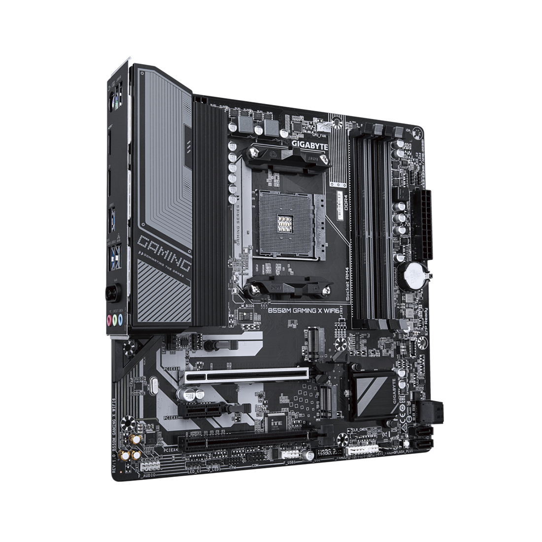 Материнская плата, Gigabyte, B550M GAMING X WIFI6 (4719331870096), AM4, B550, 4xDDR4 3200, 4xSATA3, 2xM.2 (1*PCIe 4.0x4/x2 & SATA. 1*PCIe 3.0x2 & SATA), RAID, 1xHDMI, 1хDP, 2xPCI-Ex16, 1xPCI-Ex1, WiFi, mATX