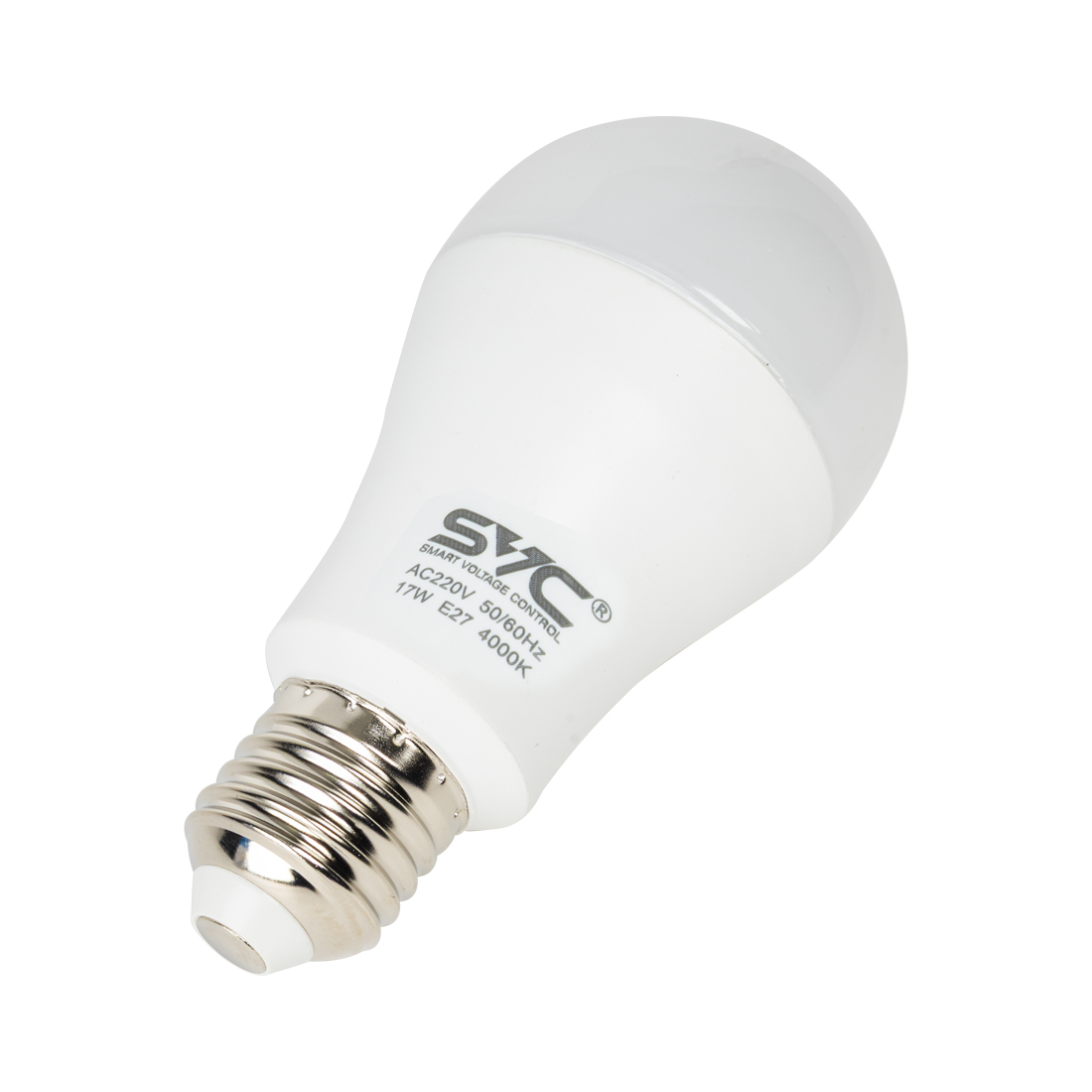 Лампа светодиодная, SVC, LED A60-17W-E27-4000K, Мощность 17Вт, Тип колбы A60, Цвет. температура 4000K, Цоколь E27, Нейтральный