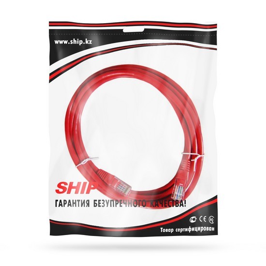 Патч Корд, SHIP, S3025RD0500-P, Cat.5e, UTP, LSZH, RJ-45, 5 м, Красный, Пол. пакет