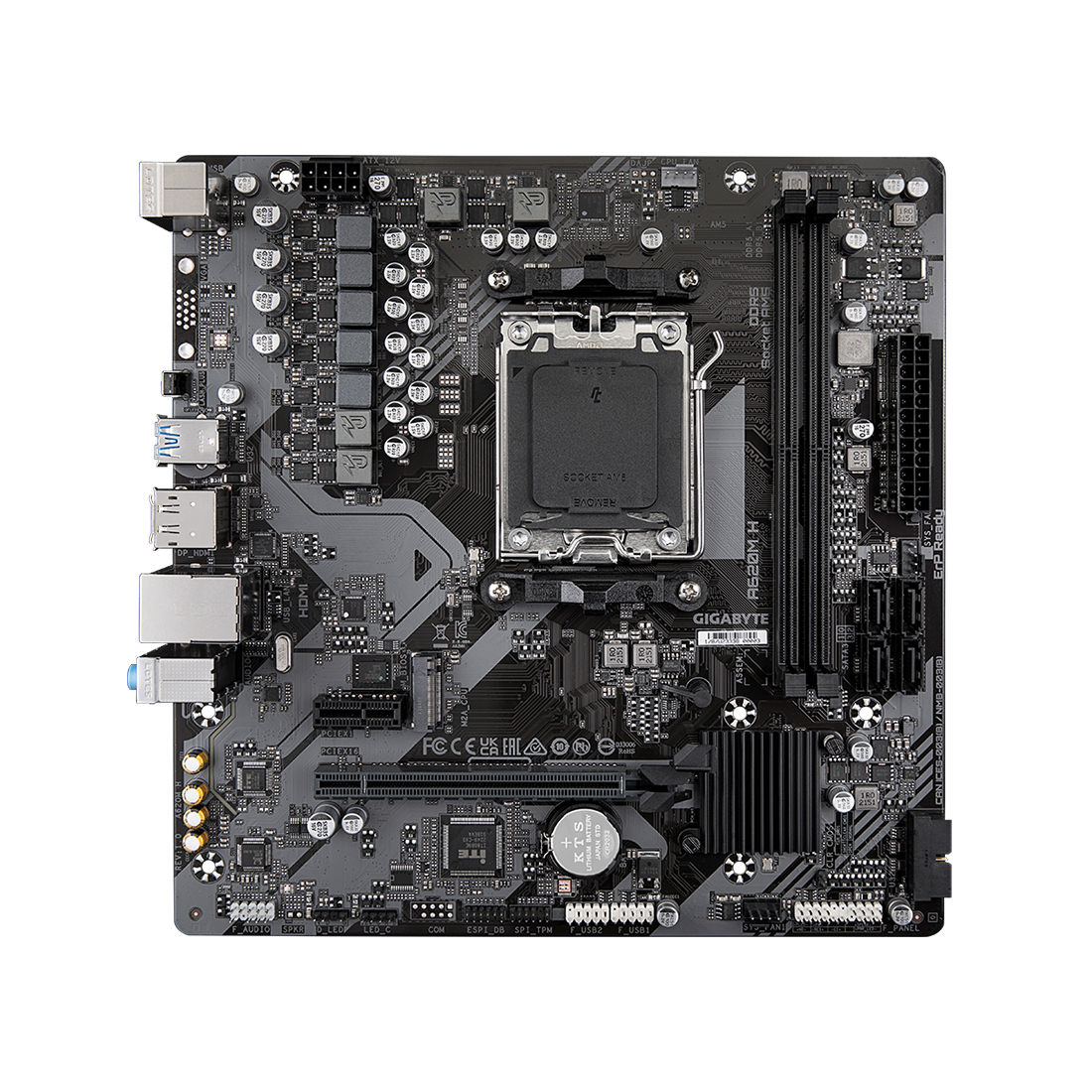 Материнская плата, Gigabyte, A620M H (4719331855512), AM5, A620, 2xDDR5 4400/4800/5200/6400(OC), 4xSATA3, 1xM.2 (PCIe 4.0 x4/x2), RAID, 1xHDMI, 1хDP, 1xPCI-Ex16, 1xPCI-Ex1, mATX