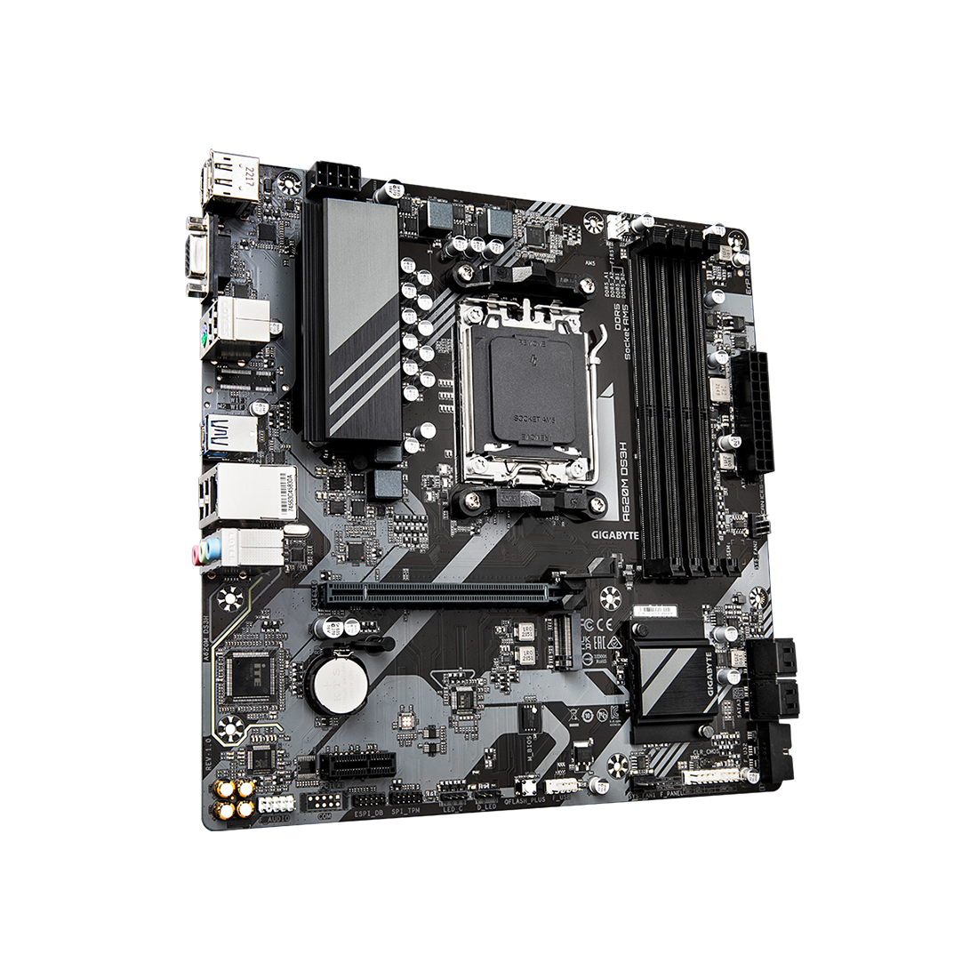 Материнская плата, Gigabyte, A620M DS3H (4719331855567), AM5, A620, 4xDDR5 4800/5200/7600(OC), 4xSATA3, 1xM.2 (PCIe 4.0 x4/x2), RAID, 1xHDMI, 1хDP, 1xD-Sub, 1xPCI-Ex16, 1xPCI-Ex1, mATX