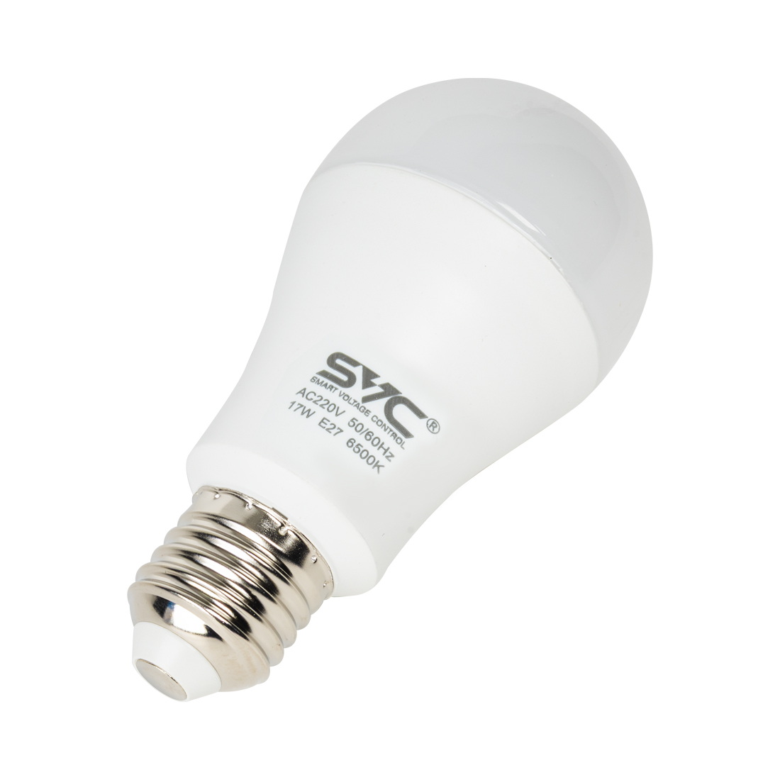Лампа светодиодная, SVC, LED A60-17W-E27-6500K, Мощность 17Вт, Тип колбы A60, Цвет. температура 6500K, Цоколь E27, Холодный