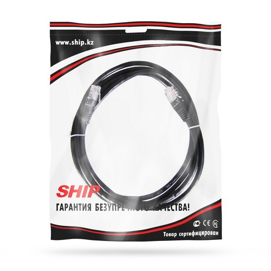 Патч Корд, SHIP, S3025BK0500-P, Cat.5e, UTP, LSZH, RJ-45, 5 м, Чёрный, Пол. пакет