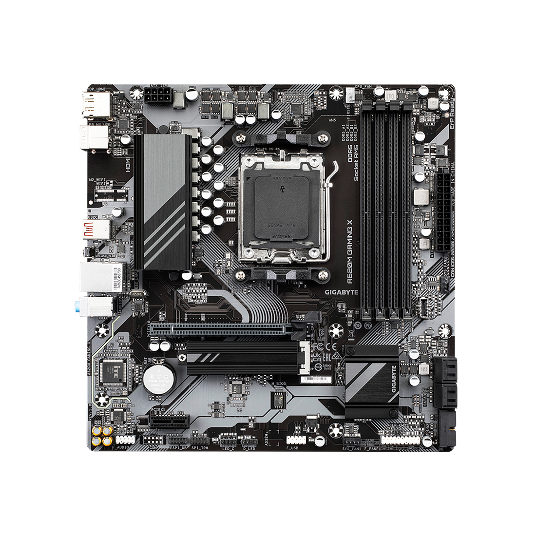 Материнская плата, Gigabyte, A620M GAMING X (4719331854096), AM5, A620, 4xDDR5 4800/5200/8000(OC), 4xSATA3, 1xM.2 (PCIe 4.0 x4/x2), RAID, 1xHDMI, 1хDP, 1xPCI-Ex16, 1xPCI-Ex1, mATX