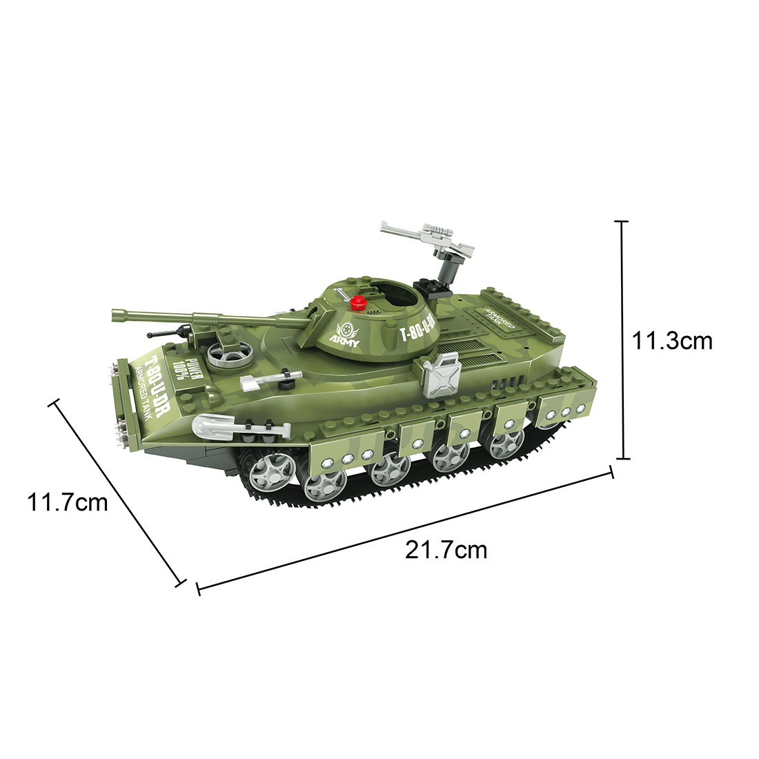 Игровой конструктор, Keyixing, 22502, Армия, Средний танк T-80-U-DR, 2 минифигурки, 213 деталей, Цветная коробка