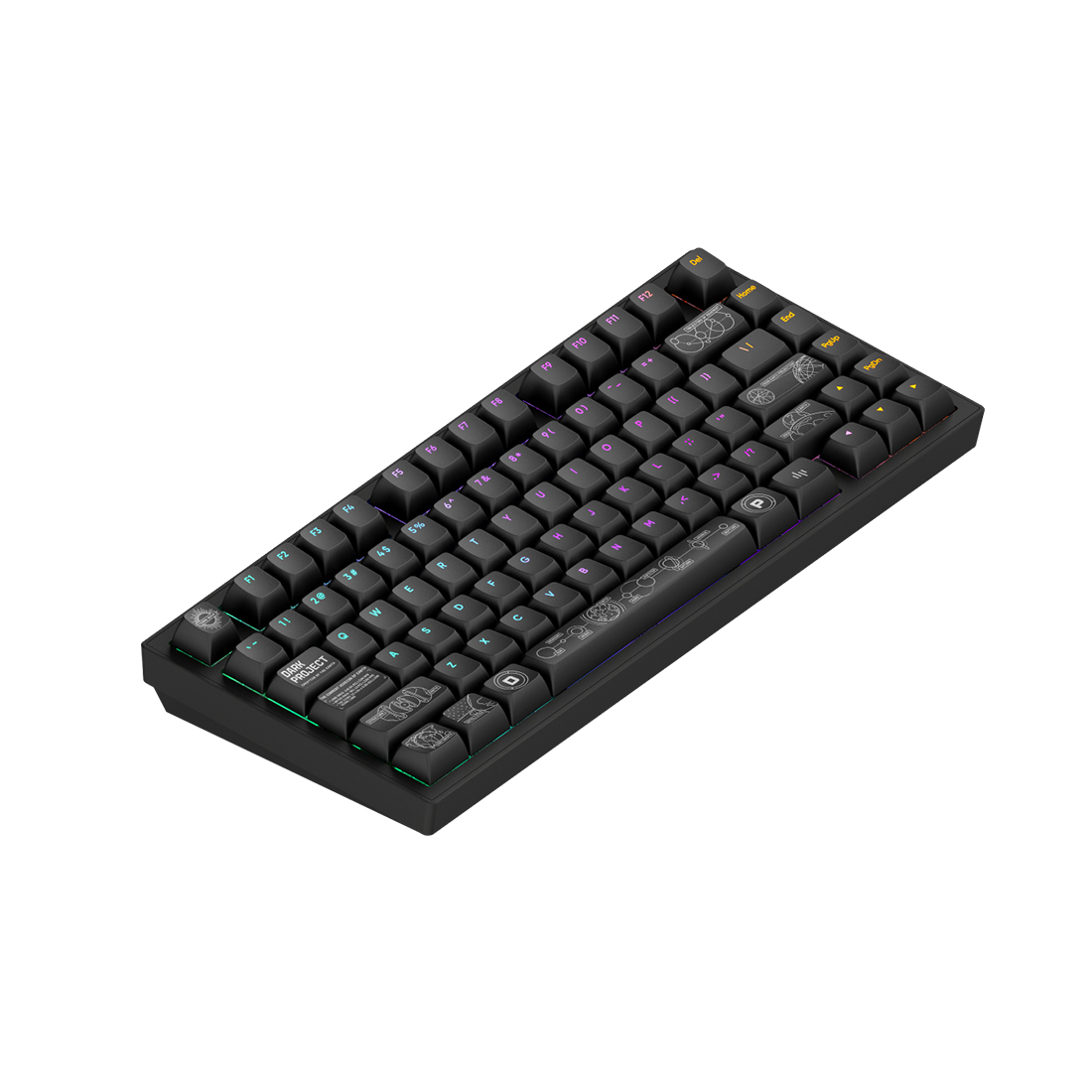 Клавиатура, Dark Project, DPKB_NOVA_81_ANSI_BLACK_UA, ALU81A Terra Nova, Игровая, Механическая, 75%, g3ms Moonstone switches, USB, 2,4 ГГц, Bluetooth, Подсветка RGB, Размер: 324 x 140 x 36 мм., Анг/Рус, Чёрный