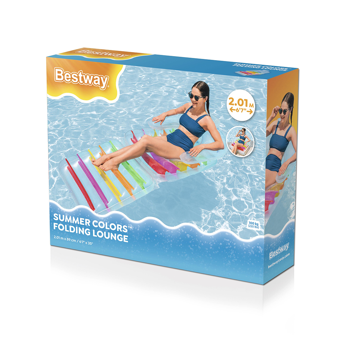 Пляжный шезлонг для отдыха на воде Summer Colors 201 х 89 см