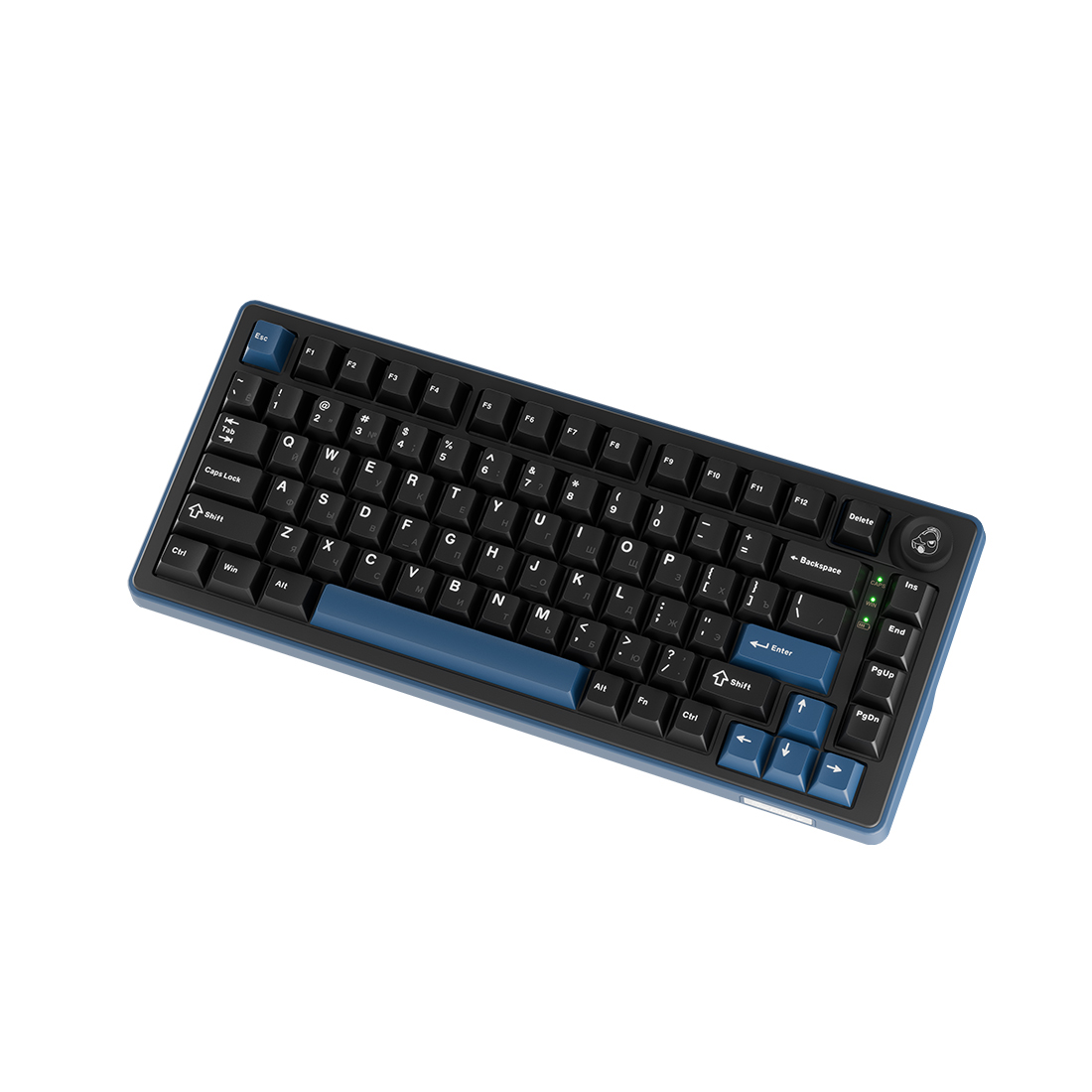 Клавиатура, Ducky, OK-M-75, Wine Red Switch, Игровая, Механическая, 75%, Ducky Linear Inductive Switch, USB, 2,4 ГГц, Bluetooth, Подсветка RGB, Размер: 452x150x41 мм., Чёрный