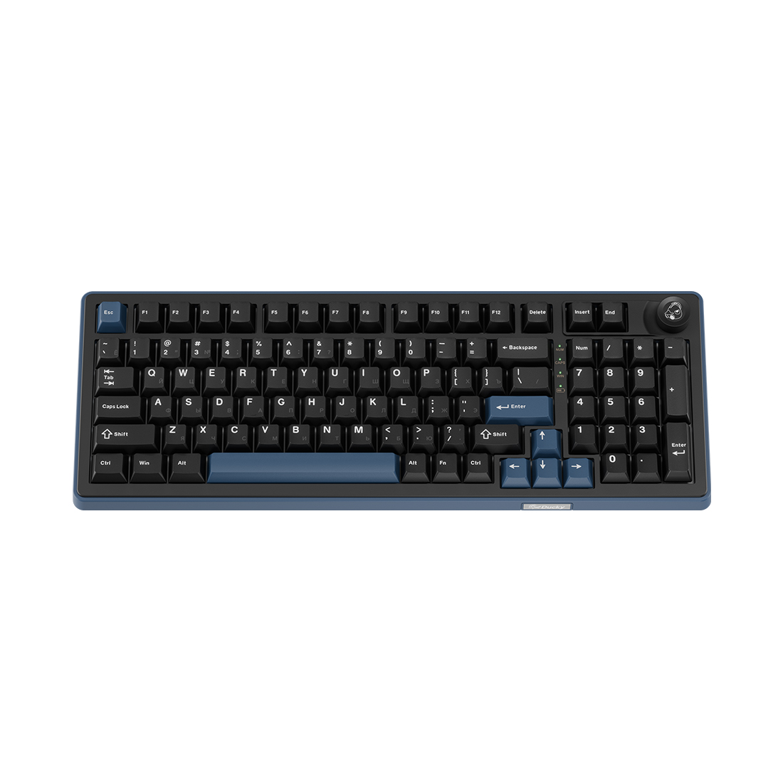 Клавиатура, Ducky, OK-M-98, Baby Switch, Игровая, Механическая, 98%, Ducky Linear Inductive Switch, USB, 2,4 ГГц, Bluetooth, Подсветка RGB, Размер: 452x150x41 мм., Анг/Рус, Чёрный