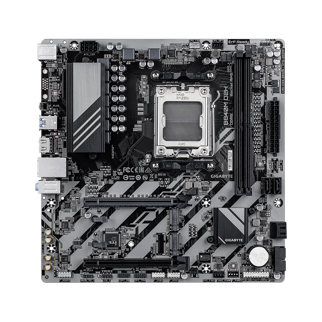 Материнская плата, Gigabyte, B840M D2H (4719331868116), AM5, B840, 2xDDR5 4400/4800/5200/7600(OC), 4xSATA3, Raid, 2xM.2 (1*PCI-E 4.0x4/x2, 1*PCI-E 3.0x2), 1xHDMI, 2xPCI-Ex16, mATX