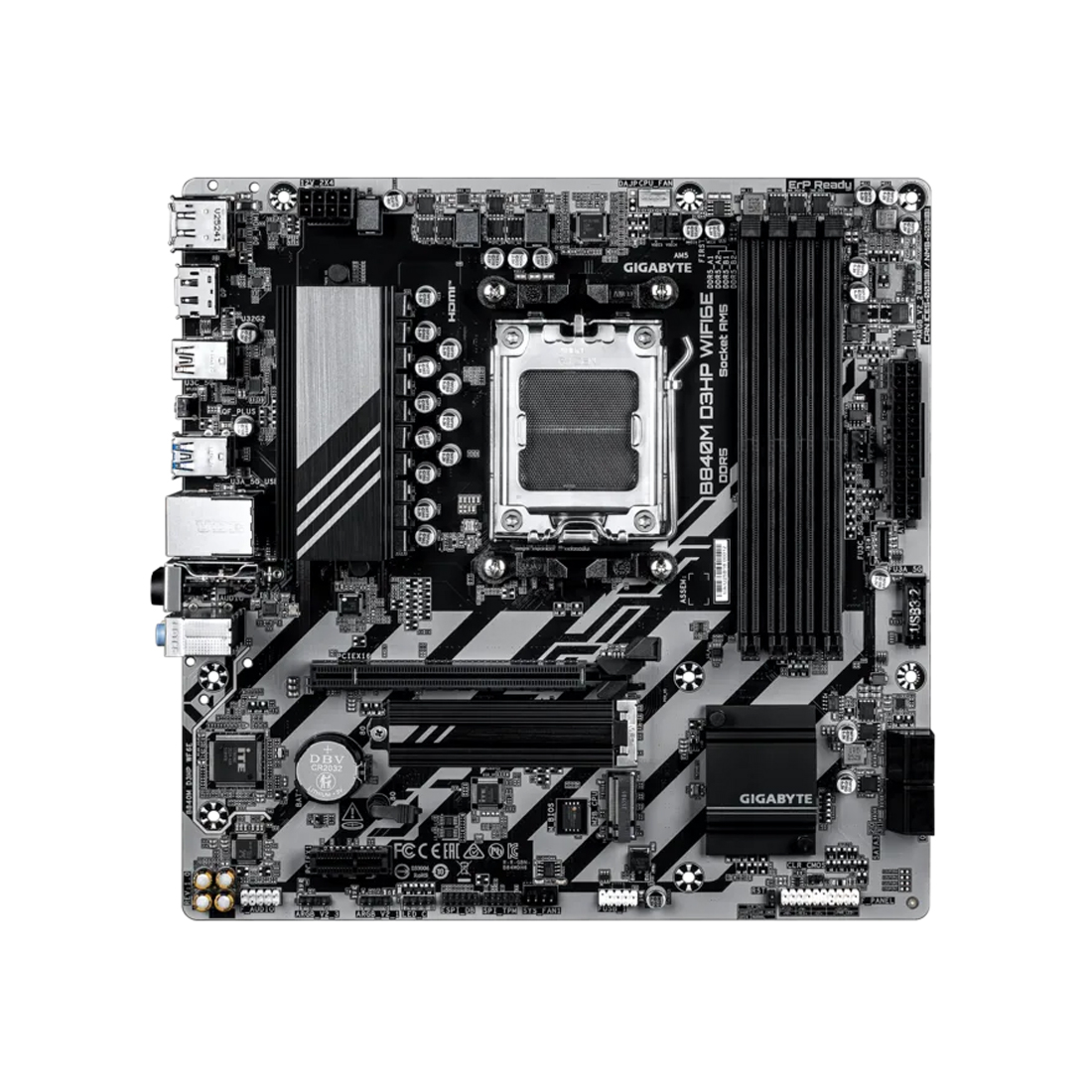 Материнская плата, Gigabyte, B840M D3HP WIFI6E (4719331879662), AM5, B840, 4xDDR5 5600/5800/6000/6200/6400/8200(OC), 4xSATA3, Raid, 2xM.2 (PCI-E 4.0x4/x2), 2хDP, 1xHDMI, 1xPCI-Ex16, 1xPCI-Ex1, WiFi, mATX