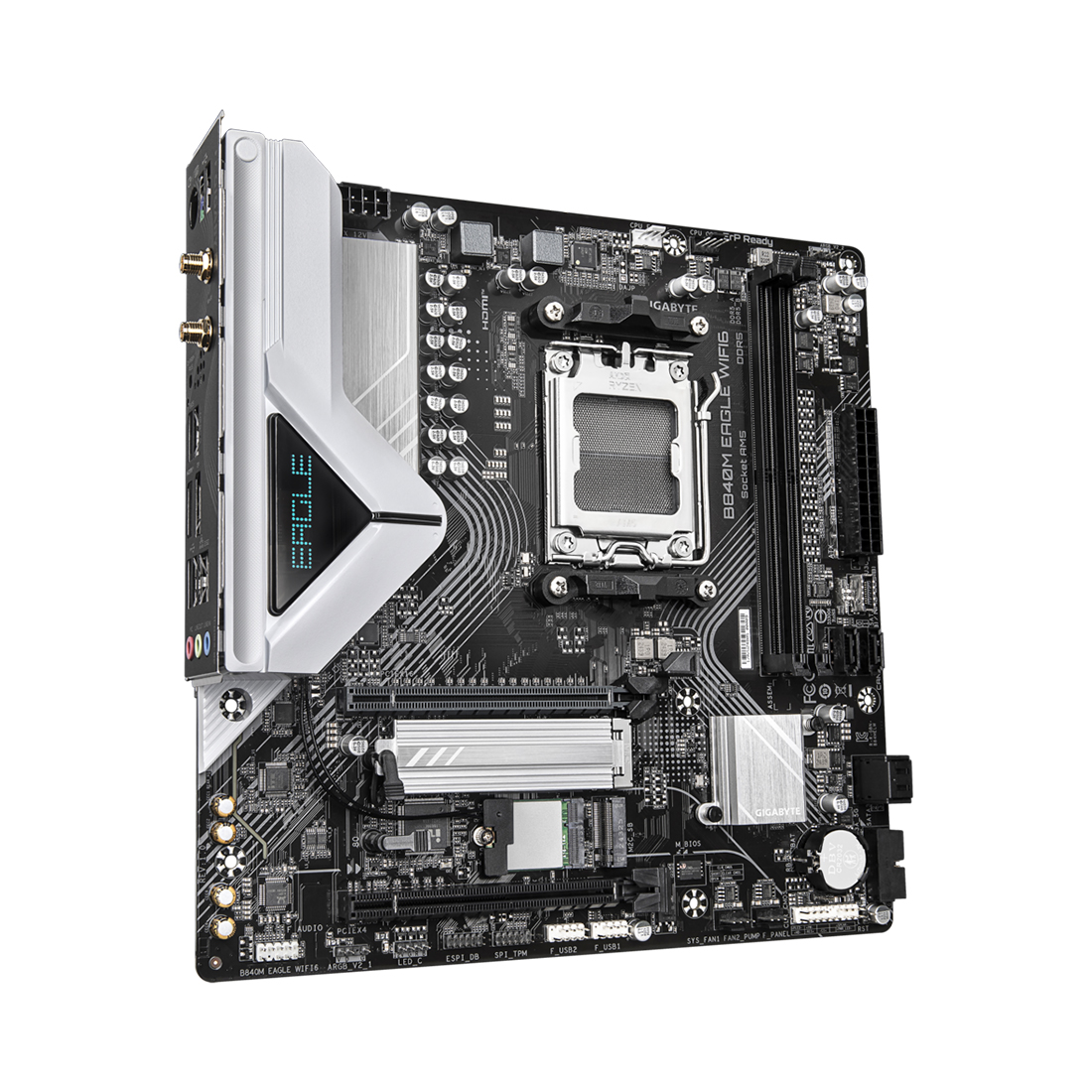 Материнская плата, Gigabyte, B840M EAGLE WIFI6 (4719331868970), AM5, B840, 2xDDR5 4400/4800/5200/7600(OC), 4xSATA3, Raid, 2xM.2 (PCI-E 4.0x4/x2, PCI-E 3.0x2), 1хDP, 1xHDMI, 2xPCI-Ex16, WiFi, mATX