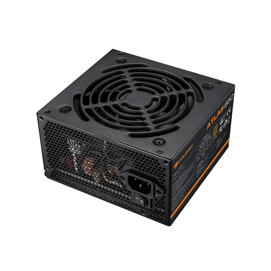 Блок питания, Cougar, ATLAS 850 (ATX 3.1), 850W, ATX 3.1, APFC, Bronze, 20+4pin, 2*4+4pin, 8*Sata, 2*Molex, 2*PCI-E 6+2pin, 12V-2X6, Вентилятор 12см, Кабель питания, Чёрный