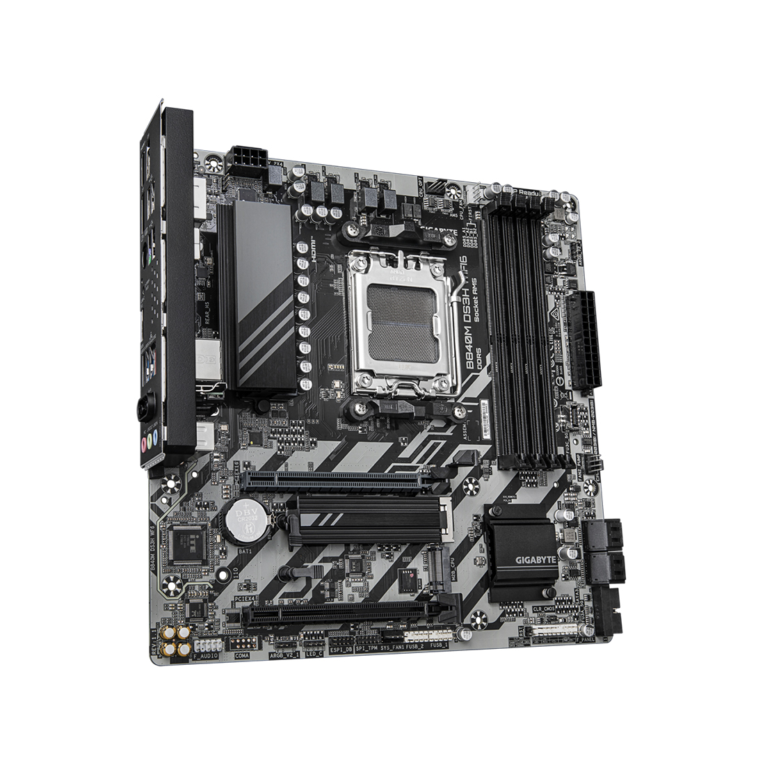 Материнская плата, Gigabyte, B840M DS3H WIFI6 (4719331874667), AM5, B840, 4xDDR5 4400/4800/5200/8200(OC), 4xSATA3, Raid, 2xM.2 (PCI-E 4.0x4/x2), 2хDP, 1xHDMI, 2xPCI-Ex16, WiFi, mATX