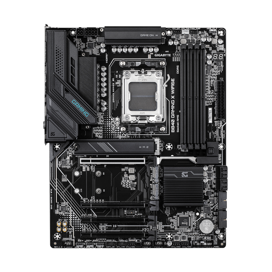 Материнская плата, Gigabyte, B840 GAMING X WIFI6E (4719331876937), AM5, B840, 4xDDR5 4400/4800/5200/8200(OC), 4xSATA3, Raid, 3xM.2 (2*PCI-E 4.0x4/x2, 1*PCI-E 3.0x4/x2), 1хDP, 1xHDMI, 4xPCI-Ex16, WiFi, ATX