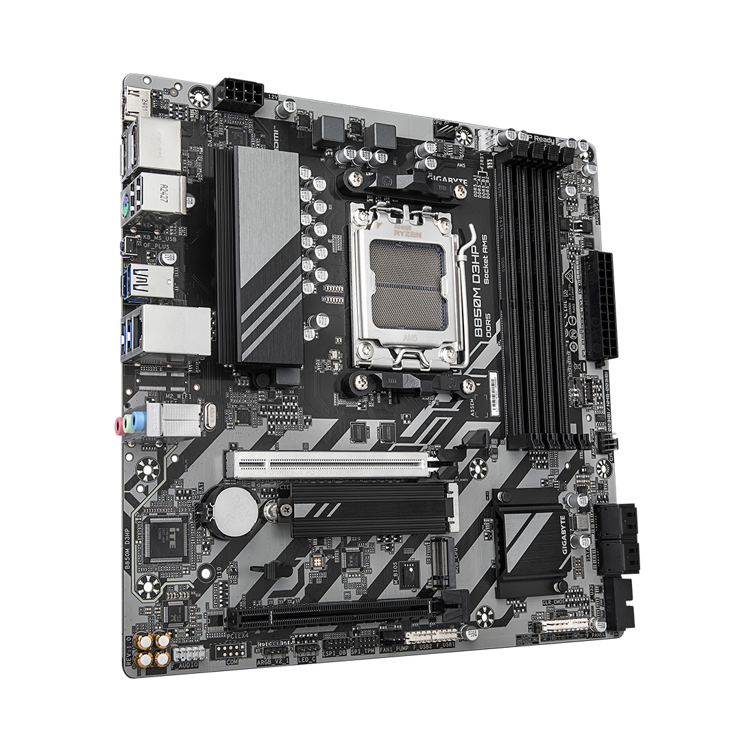 Материнская плата, Gigabyte, B850M D3HP (4719331867058), AM5, B850, 4xDDR5 4400/4800/5200/8200(OC), 4xSATA3, 2xM.2 (PCIe 4.0 x4/x2), RAID, 1xHDMI, 2хDP, 2xPCI-Ex16, mATX