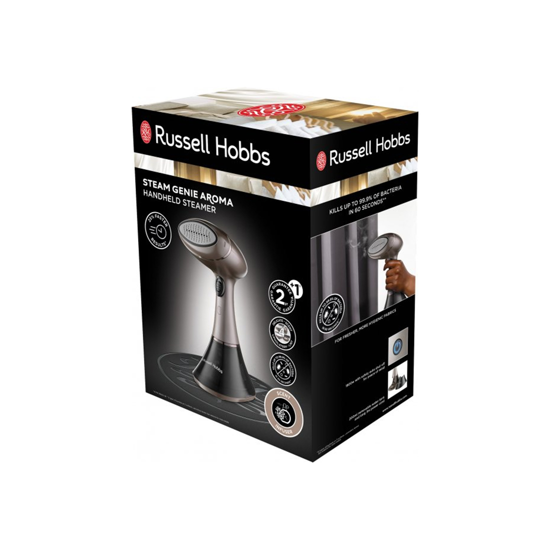 Отпариватель ручной, Russell Hobbs, 28040-56, Мощность 1800W, Постоянная подача пара 32 г/мин, Керамическая подошва, Скорость нагрева 45с, Автоотключение, Коричневый