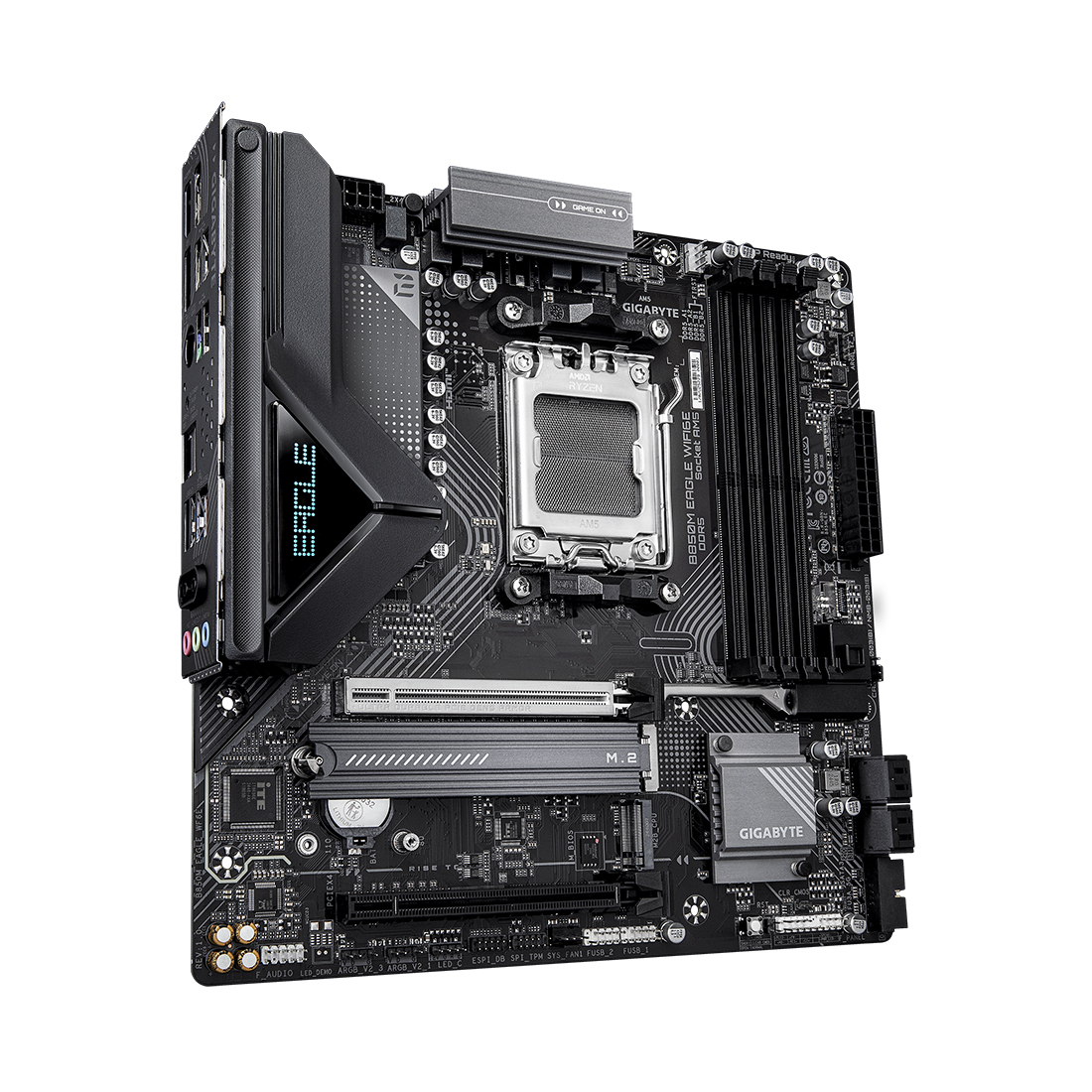 Материнская плата, Gigabyte, B850M EAGLE WIFI6E (4719331871826), AM5, B850, 4xDDR5 4400/4800/5200/8200(OC), 4xSATA3, 2xM.2 (1*PCIe 5.0 x4/x2, 1*PCIe 4.0 x4/x2), RAID, 1xHDMI, 2хDP, 2xPCI-Ex16, WiFi, mATX