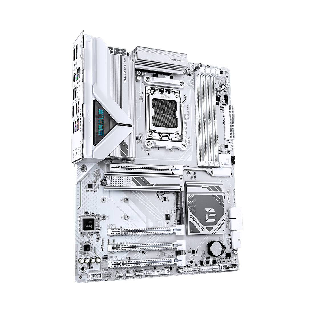 Материнская плата, Gigabyte, B850 EAGLE ICE (4719331871680), AM5, B850, 4xDDR5 4400/4800/5200/8200(OC), 4xSATA3, 3xM.2 (PCIe 4.0 x4/x2), RAID, 1xHDMI, 1хDP, 3xPCI-Ex16, ATX