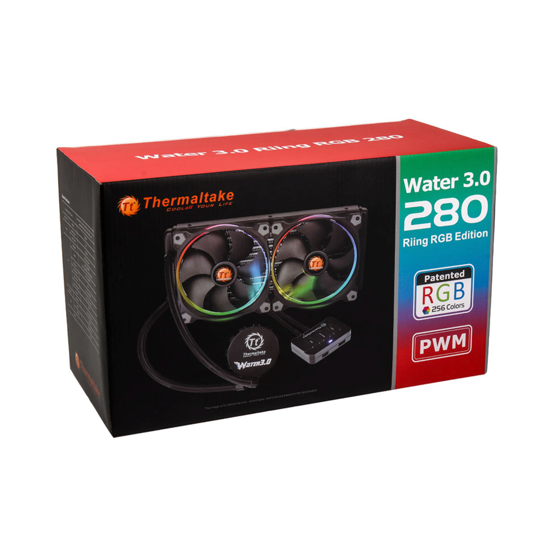 Кулер с водяным охлаждением, Thermaltake Water 3.0 Riing RGB 280 , CL-W138-PL14SW-A, Intel LGA 2066/2011-3/2011/1366/1156/1155/1151/1150 и AMD TR4/AM4/FM2/FM1/AM3+/AM3/AM2+/AM2, TDP 300W, 2*140мм вентилятора, Подсветка RGB, Габариты 313х139х27 мм, Чёрный