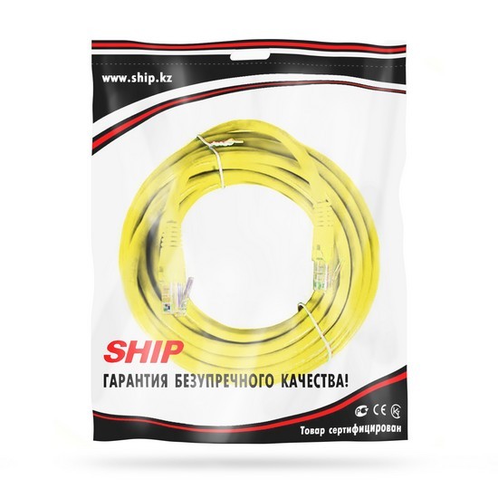 Патч Корд, SHIP, S3025YL0750-P, Cat.5e, UTP, LSZH, RJ-45, 7.5 м, Жёлтый, Пол. пакет